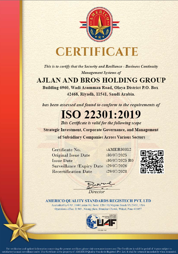 ISO 22301 Certificate